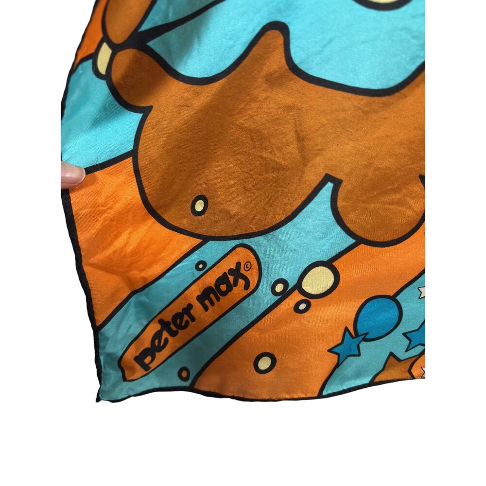Peter Max Vintage Silk Scarf Womens Orange Self Portrait Psychedelic Pop Art - Picture 3 of 11